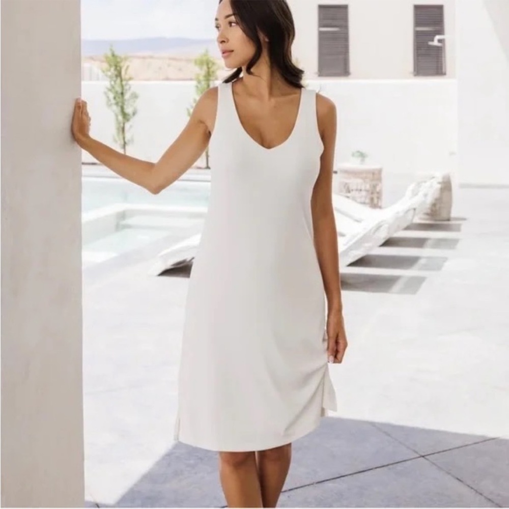 Cozy Earth Rib-Knit V-Neck Tank Lounge Ivory Dress Size Small